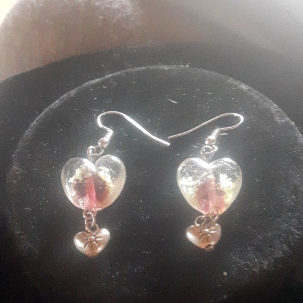 Heart-Shaped Silver Tone Earrings